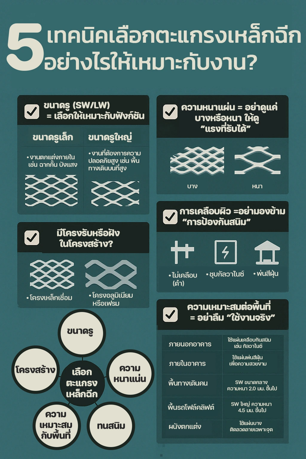 5-เทคนิคเลือกตะแกรงเหล็กฉีกอย่างไรให้เหมา